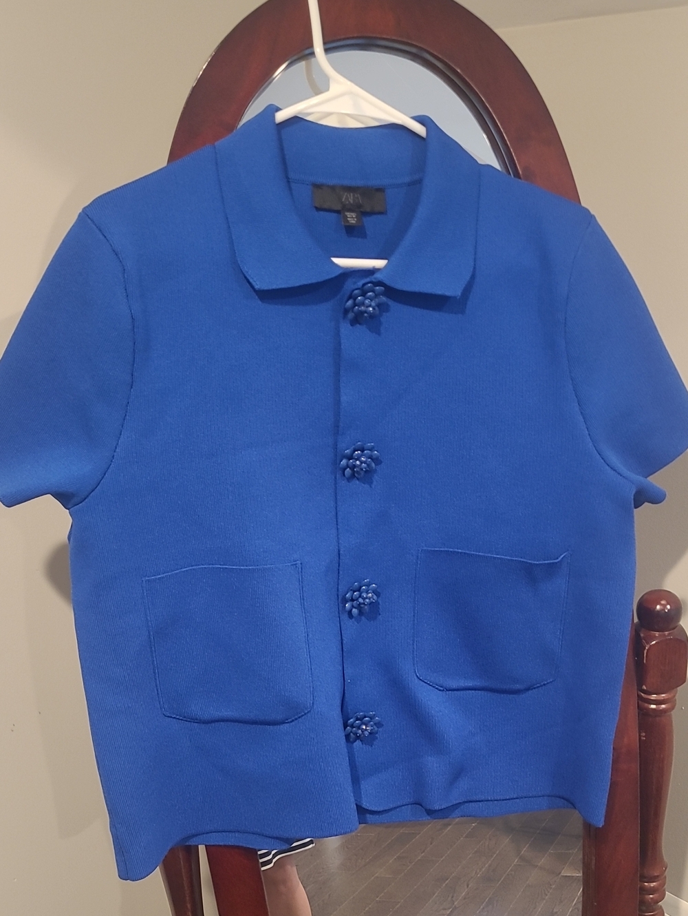 Zara Blue Knit Top with Branded Tag